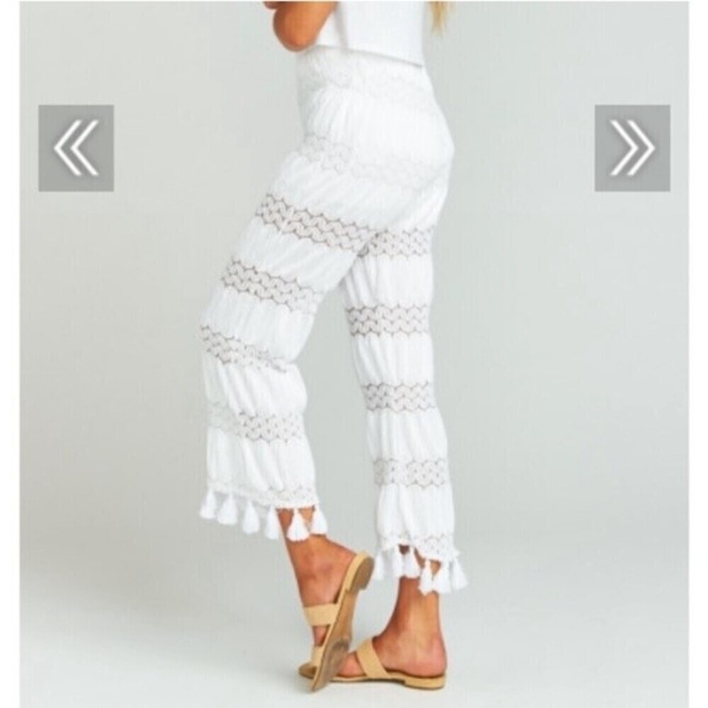 NWT Show Me Your MuMu Tassel Baby Bells Pants in Mademoiselle Lace White - Picture 7 of 9
